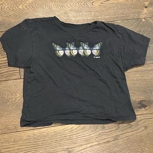 Black butterfly crop top